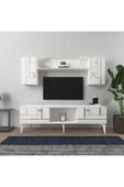 cantek dizayn MADDERA 150 CM TV ÜNİTESİ TAKIMI BEYAZ-GÜMÜŞ - 1