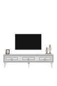 cantek dizayn Karrya 180 Cm Tv Sehpası Beyaz Gümüş thumbnail 4