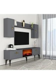 cantek dizayn ZENNİT ŞÖMİNELİ TV ÜNİTESİ TAKIMI ANTRASİT-ANTRASİT - 2