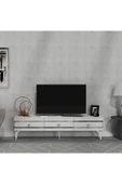 cantek dizayn İppek 180 Cm Tv Sehpası (ALT MODÜL) Beyaz-gümüş thumbnail 1