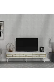 cantek dizayn İppek 180 Cm Tv Sehpası (ALT MODÜL) Beyaz-altın thumbnail 1