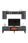 cantek dizayn PELLİN TV ÜNİTESİ TAKIMI ŞÖMİNELİ ANTRASİT-GÜMÜŞ - 3