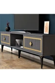 cantek dizayn 150 Cm Nil Tv Sehpası (alt Modül) Antrasit-altın - 2