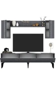 cantek dizayn Defne 180 Cm Tv Ünitesi Ve Konsol 2'li Salon Takımı Antrasit-gümüş - 6
