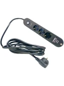 Rose 3'lü Akım Korumalı Priz Topraklamalı ve Çocuk Korumalı Anahtarlı Anti-Statik 3m - 2