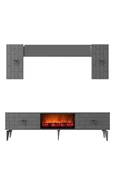 cantek dizayn Varrna Tv Ünitesi Takım Şömineli Antrasit-antrasit - 4
