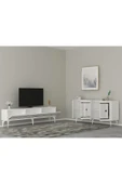 cantek dizayn NOVA TV SEHPASI (alt modül) ve KONSOL 2'Lİ SALON TAKIMI BEYAZ-GÜMÜŞ - 2
