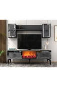 cantek dizayn LİNDA ŞÖMİNELİ TV ÜNİTESİ TAKIMI ANTRASİT-GÜMÜŞ thumbnail 1