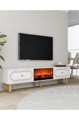 cantek dizayn POLENCT BOHEM ŞÖMİNELİ (A) TV SEHPASI BEYAZ-BEYAZ - 2