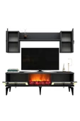 cantek dizayn LİNDA ŞÖMİNELİ TV ÜNİTESİ TAKIMI ANTRASİT-ALTIN thumbnail 5