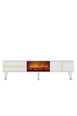 cantek dizayn Vannia Tv Sehpası Şömineli (ALT MODÜL) Beyaz-altın thumbnail 6