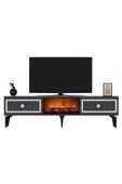 cantek dizayn Flame Şömineli Tv Sehpası (ALT MODÜL) Antrasit-gümüş - 5