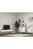 cantek dizayn Defne 180 Cm Tv Sehpası Ve Konsol 2'li Salon Takımı Beyaz-gümüş thumbnail 2