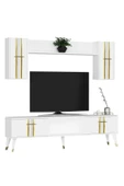 cantek dizayn ASEL TV ÜNİTESİ ve KONSOL 2'Lİ SALON TAKIMI BEYAZ-ALTIN - 4