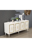 DEMONTE DECOR VANNESSA LAZER DESENLİ PLEKSİLİ KONSOL BEYAZ-ALTIN - 2