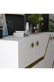 DEMONTE DECOR İRİS KONSOL 4 KAPAKLI RAFLI BEYAZ-ALTIN thumbnail 3