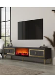 DEMONTE DECOR ORİONDD ŞÖMİNELİ (A) TV SEHPASI ANTRASİT-ALTIN - 2
