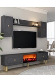 DEMONTE DECOR POLENDH BOHEM ŞÖMİNELİ (A) TV ÜNİTESİ TAKIMI ANTRASİT-ANTRASİT - 2