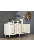 DEMONTE DECOR VANNESSA LAZER DESENLİ PLEKSİLİ KONSOL BEYAZ-ALTIN - 4