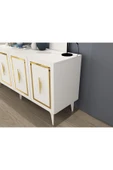 DEMONTE DECOR VANNESSA LAZER DESENLİ PLEKSİLİ KONSOL BEYAZ-ALTIN - 5