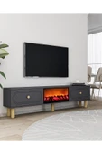 DEMONTE DECOR POLENDH BOHEM ŞÖMİNE (A) TV SEHPASI (ALT MODÜL) ANTRASİT-ANTRASİT thumbnail 2
