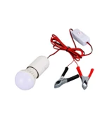 Led Ampul Akü Takviye Kablolu 4 Metre Anahtarlı 5W Tasarruflu Seyyar  Aydınlatma Beyaz Işık Pensli thumbnail 2