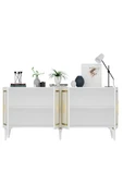 DEMONTE DECOR VANNESSA LAZER DESENLİ PLEKSİLİ KONSOL BEYAZ-ALTIN - 7