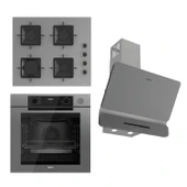 Ferre STEAMART-FRYART-SILENTART Serisi Gri Set (SS208 + QEP64CPR +D082-SA ) - Emaye Izgara - 1