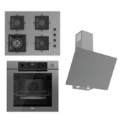 Ferre STEAMART-FRYART-SILENTART Serisi Gri Set (SC408-WFA + QEP64CPR +D079-SA ) - Döküm Izgara / 65 cm Ocak thumbnail 1