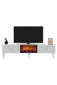 DEMONTE DECOR FLLAME ŞÖMİNELİ TV SEHPASI (ALT MODÜL) BEYAZ-GÜMÜŞ - 5