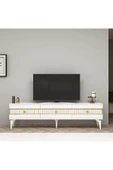 DEMONTE DECOR NOVVA TV SEHPASI (alt modül) ve KONSOL 2'Lİ SALON TAKIMI BEYAZ-ALTIN thumbnail 5