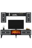 DEMONTE DECOR HERRY TV ÜNİTESİ ŞÖMİNELİ TAKIM ANTRASİT-GÜMÜŞ thumbnail 4