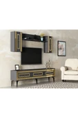 DEMONTE DECOR Karya 180 Cm Tv Ünitesi Antrasit Altın - 2
