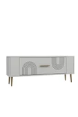 DEMONTE DECOR RETROL2DD TV SEHPASI BEYAZ-ALTIN - 4