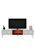 DEMONTE DECOR NİLL ŞÖMİNELİ TV SEHPASI BEYAZ-GÜMÜŞ thumbnail 5