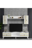 DEMONTE DECOR PELİN TV ÜNİTESİ TAKIMI BEYAZ-ALTIN - 1