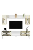 DEMONTE DECOR VİOLA TV ÜNİTESİ TAKIMI BEYAZ-ALTIN thumbnail 7