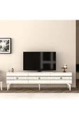 DEMONTE DECOR LENNORA TV SEHPASI (alt modül) ve KONSOL 2'Lİ SALON TAKIMI BEYAZ-GÜMÜŞ thumbnail 3