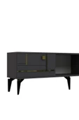 DEMONTE DECOR Maderadd Tv Sehpası Antrasit Altın - 5