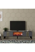 DEMONTE DECOR ASSEL  ŞÖMİNELİ TV SEHPASI (ALT MODÜL) ANTRASİT-ALTIN thumbnail 1