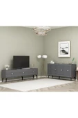 DEMONTE DECOR MİDDAS 180 Cm TV SEHPASI (ALT MODÜL) Ve 4 KAPAKLI KONSOL 2'li SALON TAKIMI ANTRASİT-GÜMÜŞ thumbnail 1