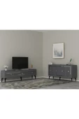 DEMONTE DECOR NOVVA TV SEHPASI (alt modül) ve KONSOL 2'Lİ SALON TAKIMI ANTRASİT-GÜMÜŞ thumbnail 1