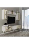 DEMONTE DECOR VİOLA TV ÜNİTESİ TAKIMI BEYAZ-ALTIN thumbnail 2