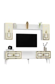 DEMONTE DECOR VİOLA TV ÜNİTESİ TAKIMI BEYAZ-ALTIN thumbnail 4