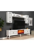 DEMONTE DECOR Herry Tv Ünitesi Şömineli Takım Beyaz Gümüş - 2
