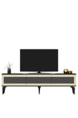 DEMONTE DECOR Ponny 180 Cm Tv Sehpası Antrasit Altın thumbnail 4
