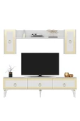 DEMONTE DECOR Ponny 180 Cm Tv Ünitesi Beyaz Altın - 4