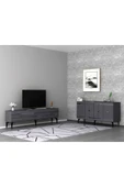 DEMONTE DECOR LENNORA TV SEHPASI (alt modül) ve KONSOL 2'Lİ SALON TAKIMI ANTRASİT-GÜMÜŞ thumbnail 1