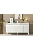 DEMONTE DECOR DEFFNE TV SEHPASI ve KONSOL 2'Lİ SALON TAKIMI BEYAZ-GÜMÜŞ - 4