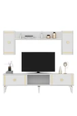 DEMONTE DECOR Doruk Tv Ünitesi Beyaz Altın 4 Kapaklı thumbnail 5
